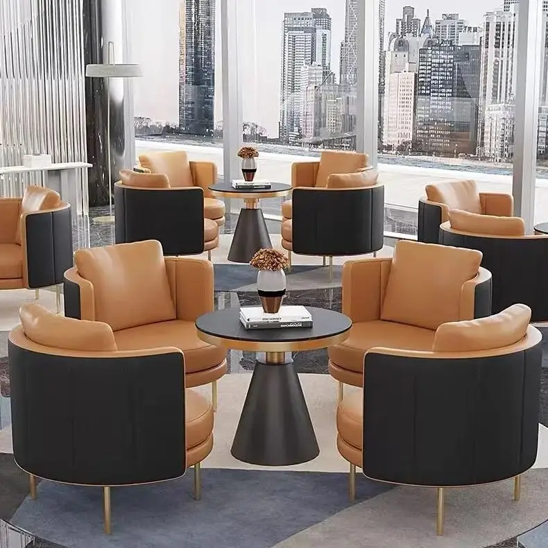 Table and chair combination hotel clothing store reception meeting room single sofa chair