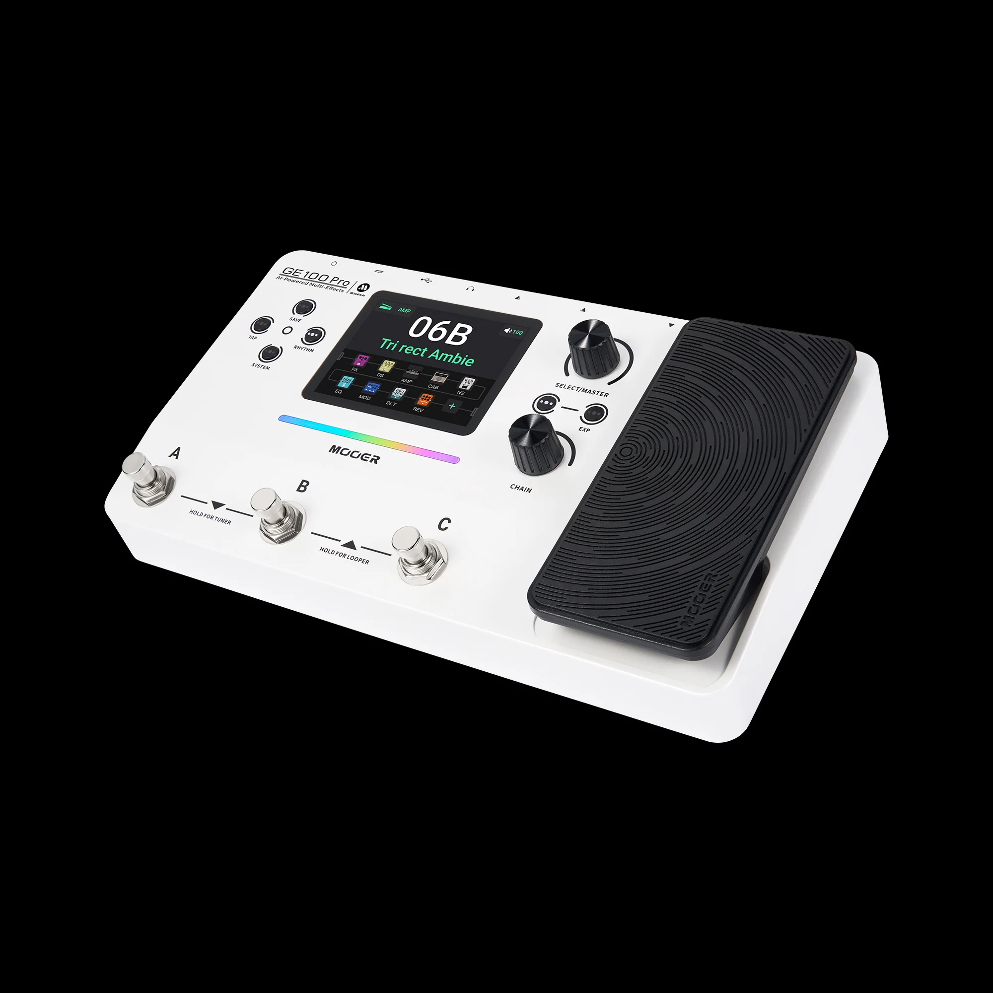 Mooer GE100 Pro - Multiefectos Inteligentes con 50 Bancos de Tonos y 3 Presets por Banco para Presentaciones