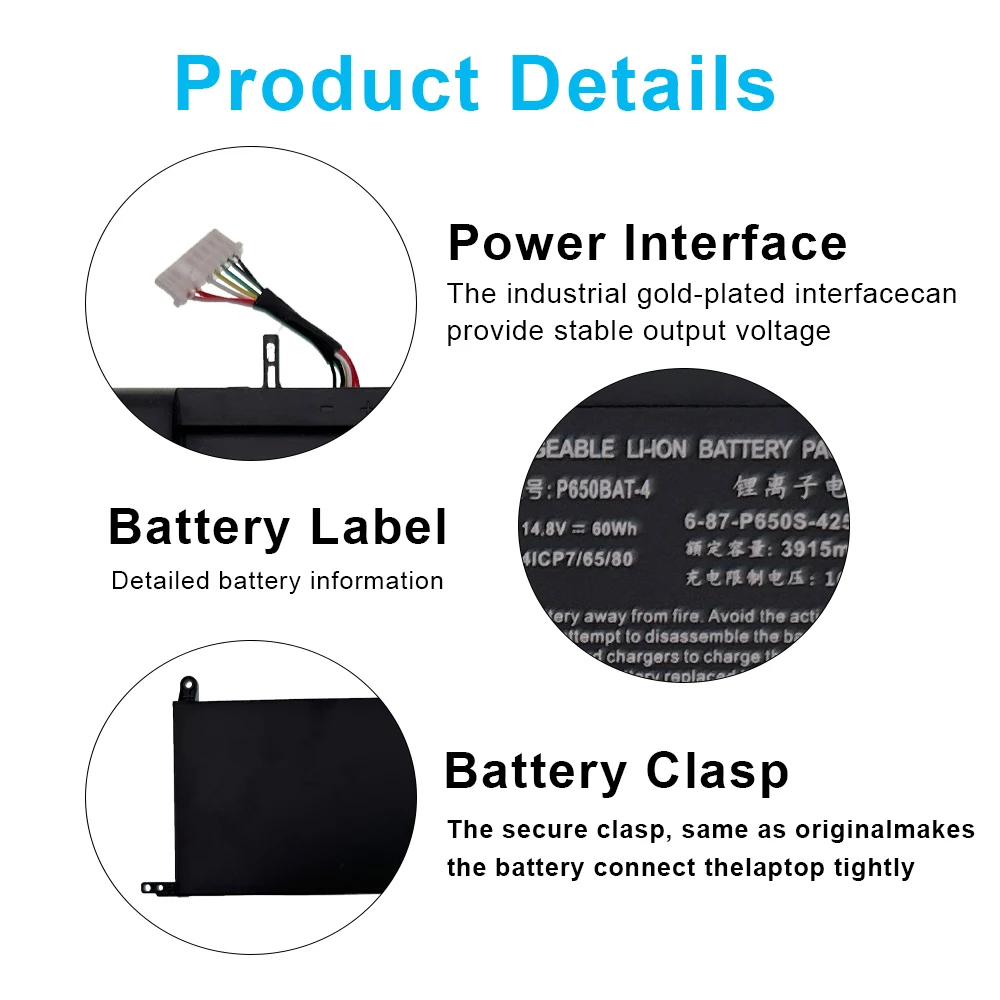 P650BAT-4 Laptop Battery For Clevo P650SA P650SE P650RG P650SG P651SA P651SG P670RA Sager NP8650 NP8651 Hasee Z7 Z7M Z8 P6MBAT-4