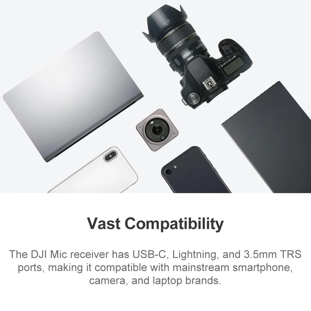 Беспроводной микрофон DJI Mic петличный передатчик приемник 250 м дальность передачи двухканальная запись до 15 часов использования