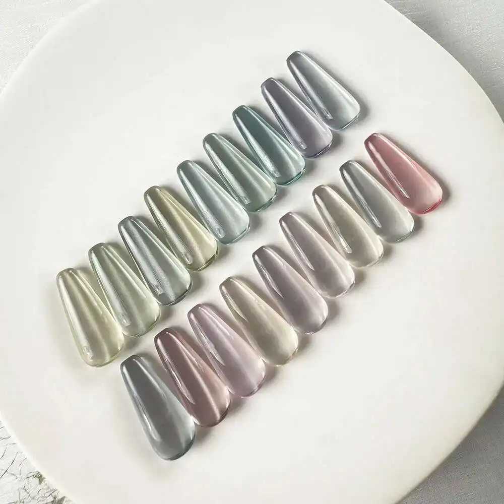 Zestaw 18 szt. żelowych lakierów do paznokci z koralikami cukierkowymi, efekt kociego oka, z kolorowym kartonikiem, magnesem, top coatem UV LED, kolekcja żelowych lakierów kocie oko.