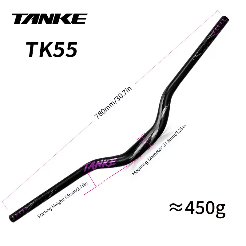 AliExpress TANKE 31.8MM Mountain Bike Handlebar Aluminum Alloy Bicycle Riser Handlebar 55MM Rise 780MM Length MTB Swallow Shaped handlebar