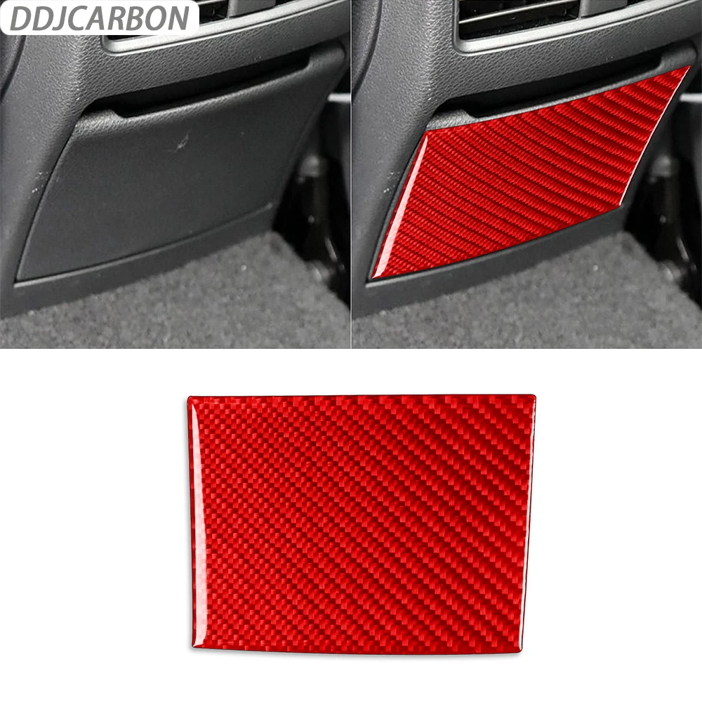 For Benz CLA C117 14-18 GLA X156 15-19 Red Carbon Fiber Rear Control Panel Storage Box Cover Interior Car Accessories Sticker