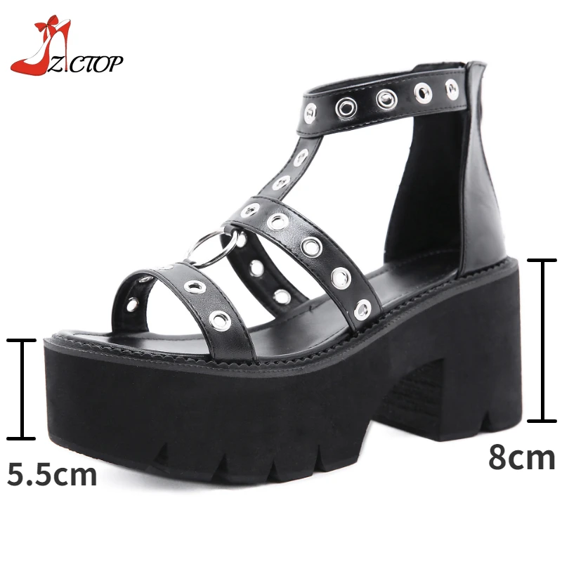 Nuovi sandali con plateau Open Toe per donna sandalo gladiatore con fondo spesso Punk gotico scarpe Casual di tendenza estiva di grandi dimensioni