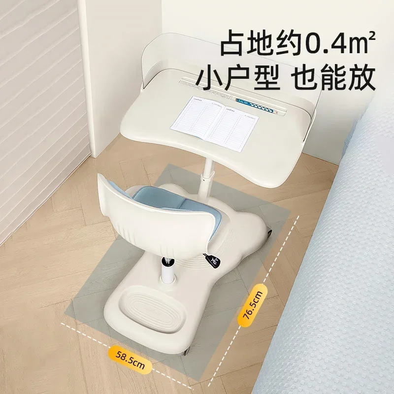 

Children's study tables and chairs integrated primary school students writing table lifting desk household mobile desk