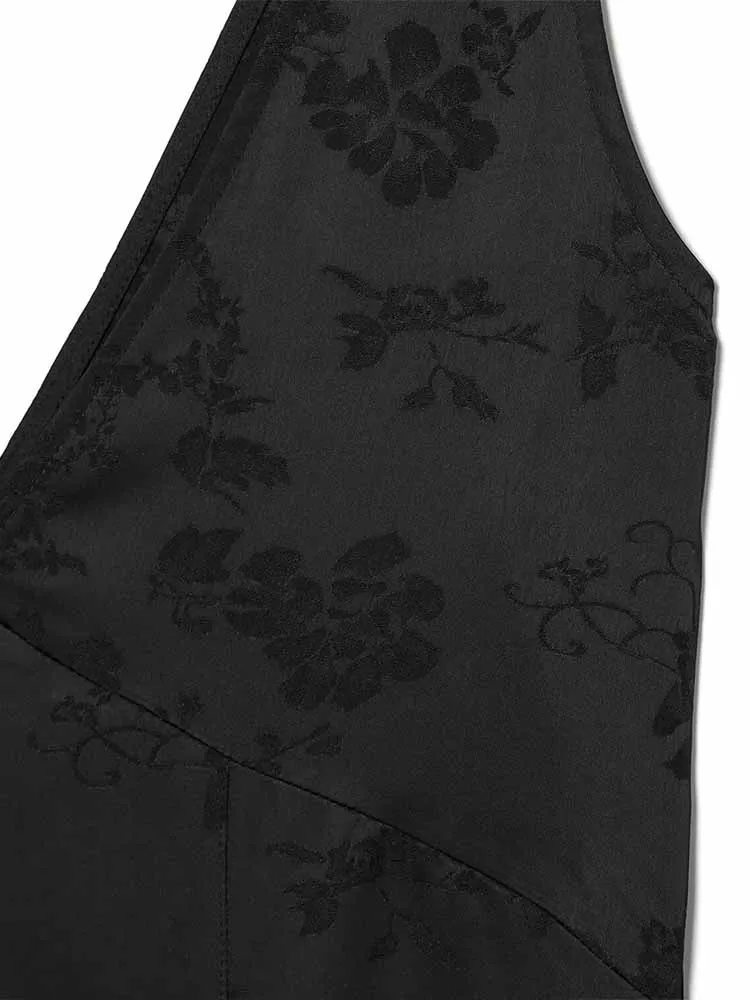 유럽과 미국 스타일의 겨울 신상 여성 의류 다용도 멜빵 자카드 미디 드레스