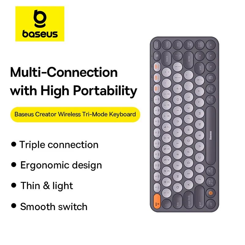 【Limited Offer】Baseus Keyboard Wireless 2.4G Bluetooth 5.0 for iPad MacBook Tablet Laptop PC Computer 3 Mode Wireless Keyboard