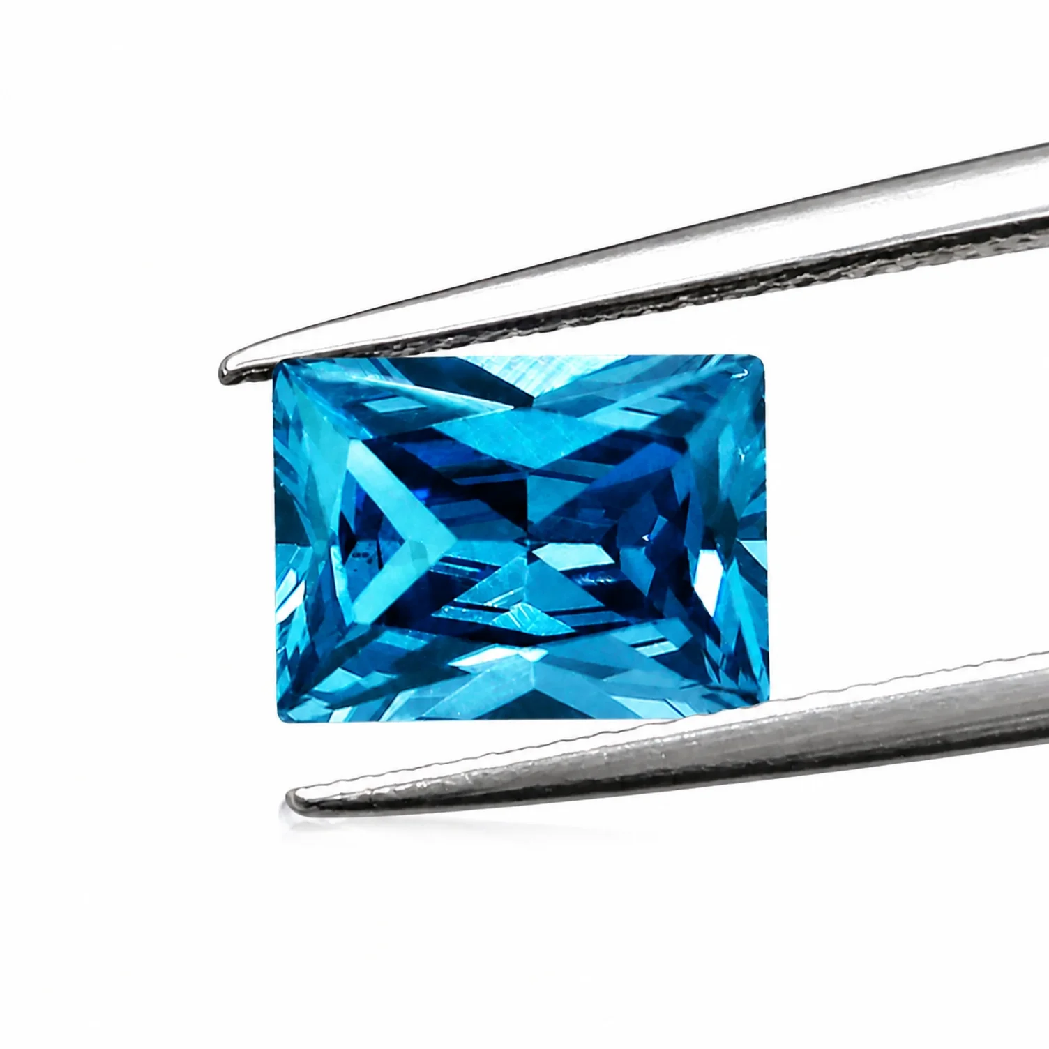 7mm Radiant Rectangle Cut Sea Blue Loose Faceted Gemstone Vivid Ocean Blue Gem Stone For DIY Jewelry Making Ring Pendant Setting Handcraft Accessories Gift