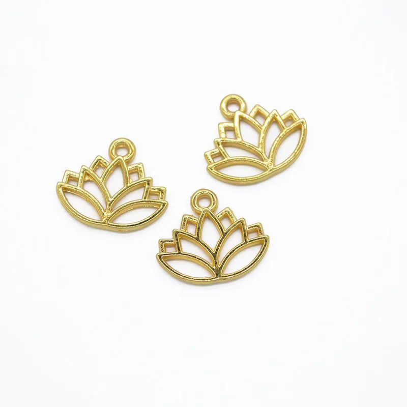 30 قطعة 3 ألوان زهرة اللوتس دلايات للقلادة والأساور قلادة DIY بها بنفسك صنع المجوهرات 14*16 مللي متر Q1136 #6