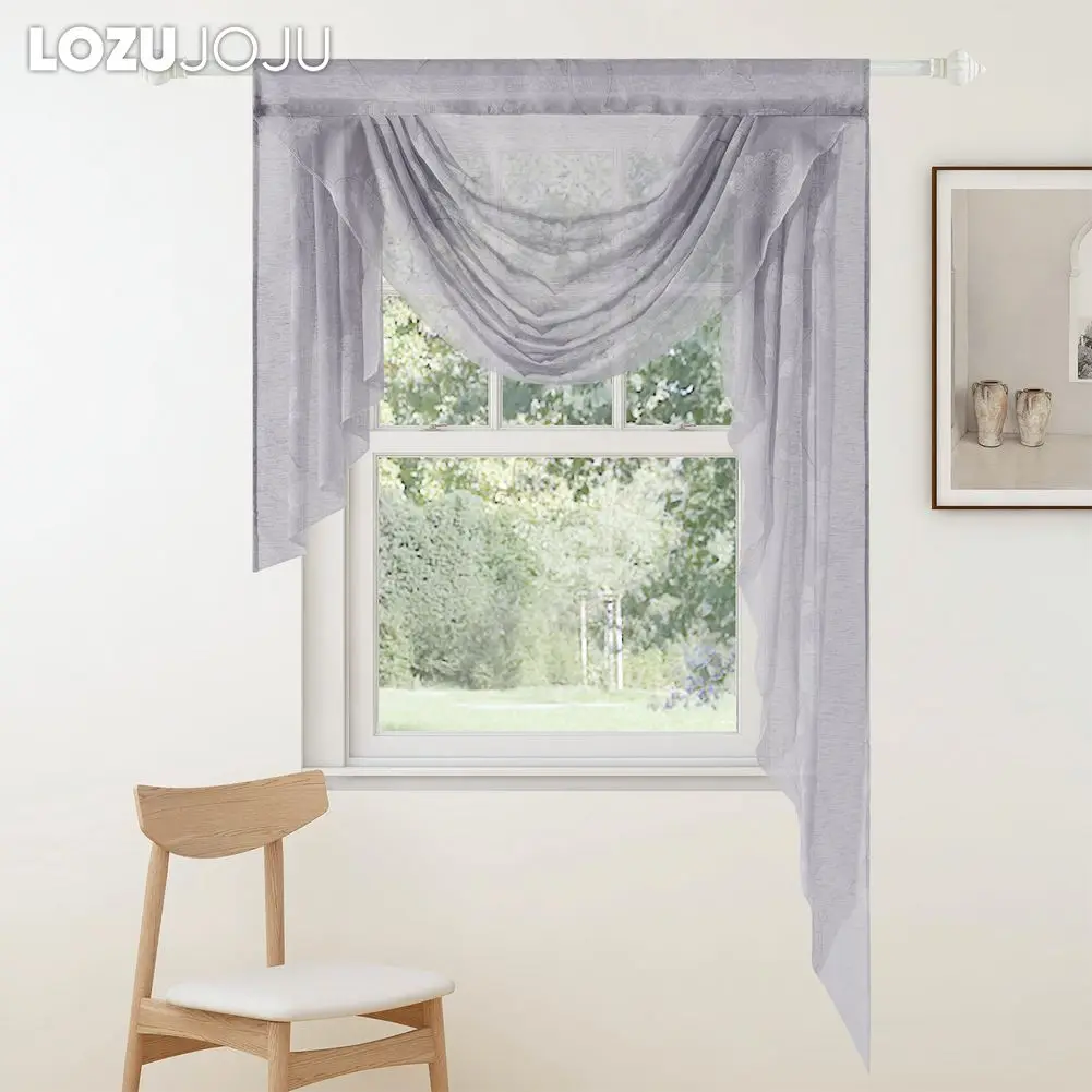 

LOZUJOJU однотонные короткие занавески с принтом листьев и темным узором для плоских окон, занавески для гостиной, 1 шт.