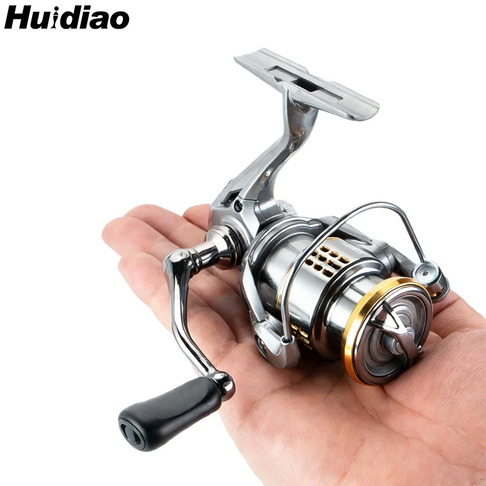 Carrete de Pesca Ultraligero Huidiao de 140g, 500/800/1000, Carrete Giratorio Compacto y Portátil 5.2:1 Sin Interruptor Anti-Reverse para Pesca en Hielo