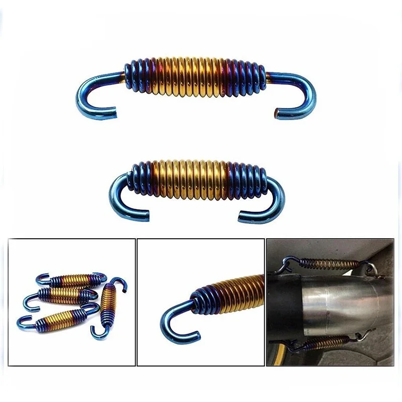 5PCs Motorbike Tuning Exhaust Pipe Tension Spring Colourful Spring Hook Accessories Good Expansion Stainless Steel Material