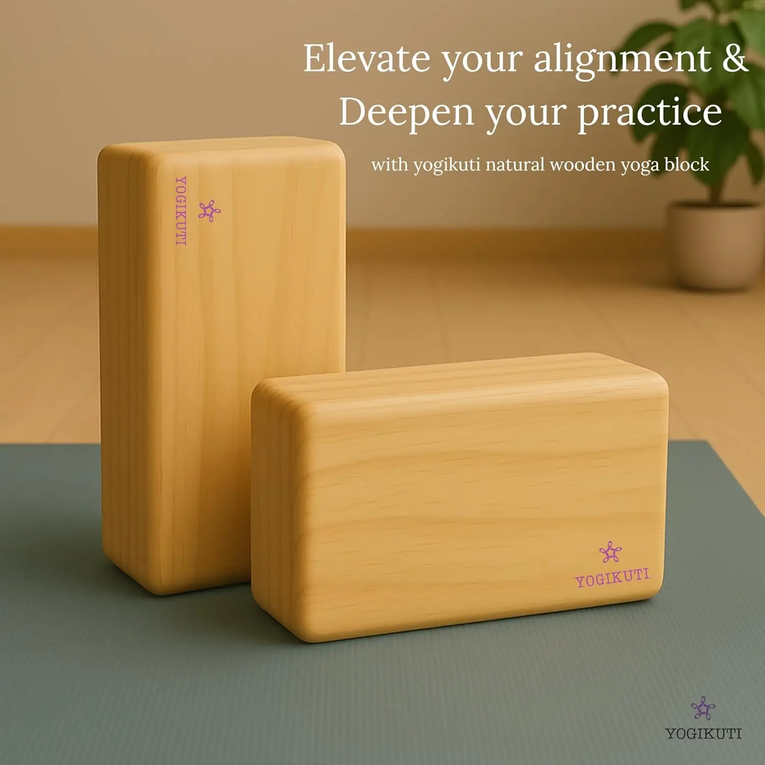 Solid Hardwood Yoga Blocks for Traditional Yoga Practice, Set of 2, Reliable Props