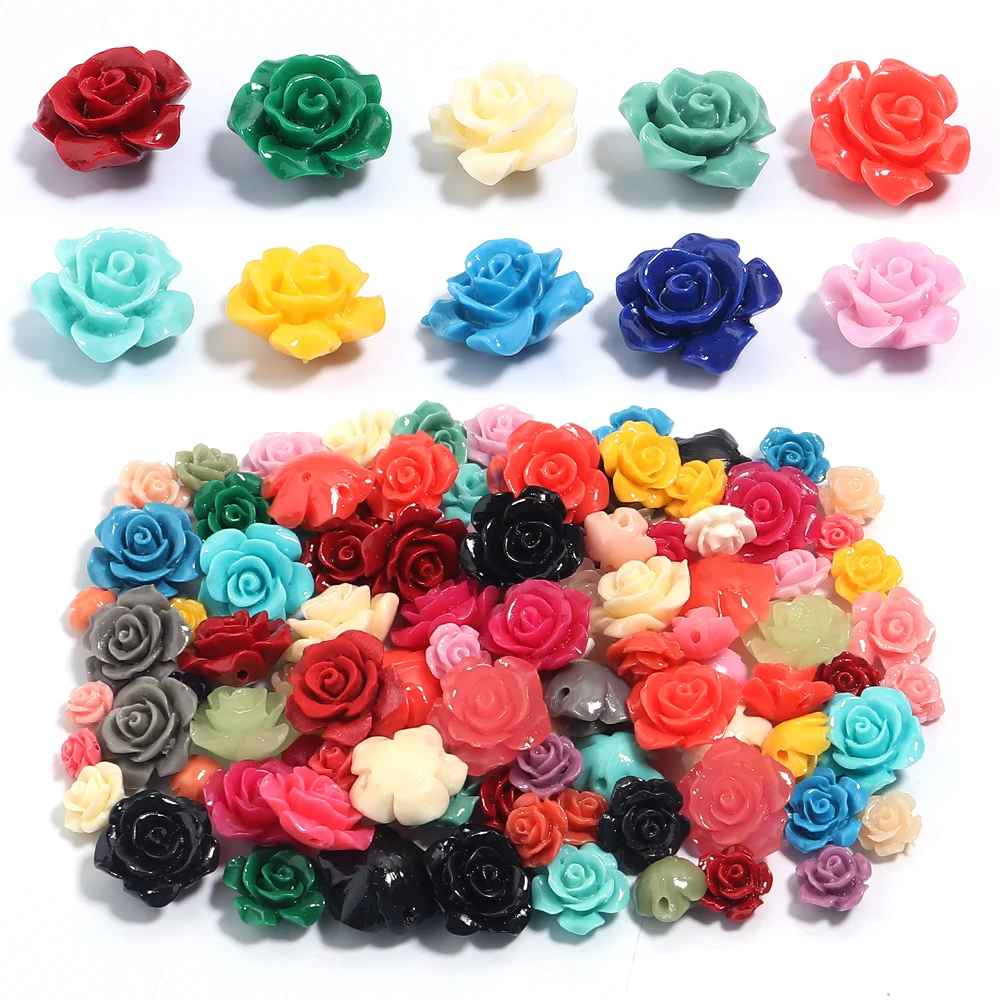 1 Strand 6 8 10 12 15mm Rose Camellia Flower Beads Artificial Coral Beads For Jewelry Making DIY Bracelets Neckalce Accessories