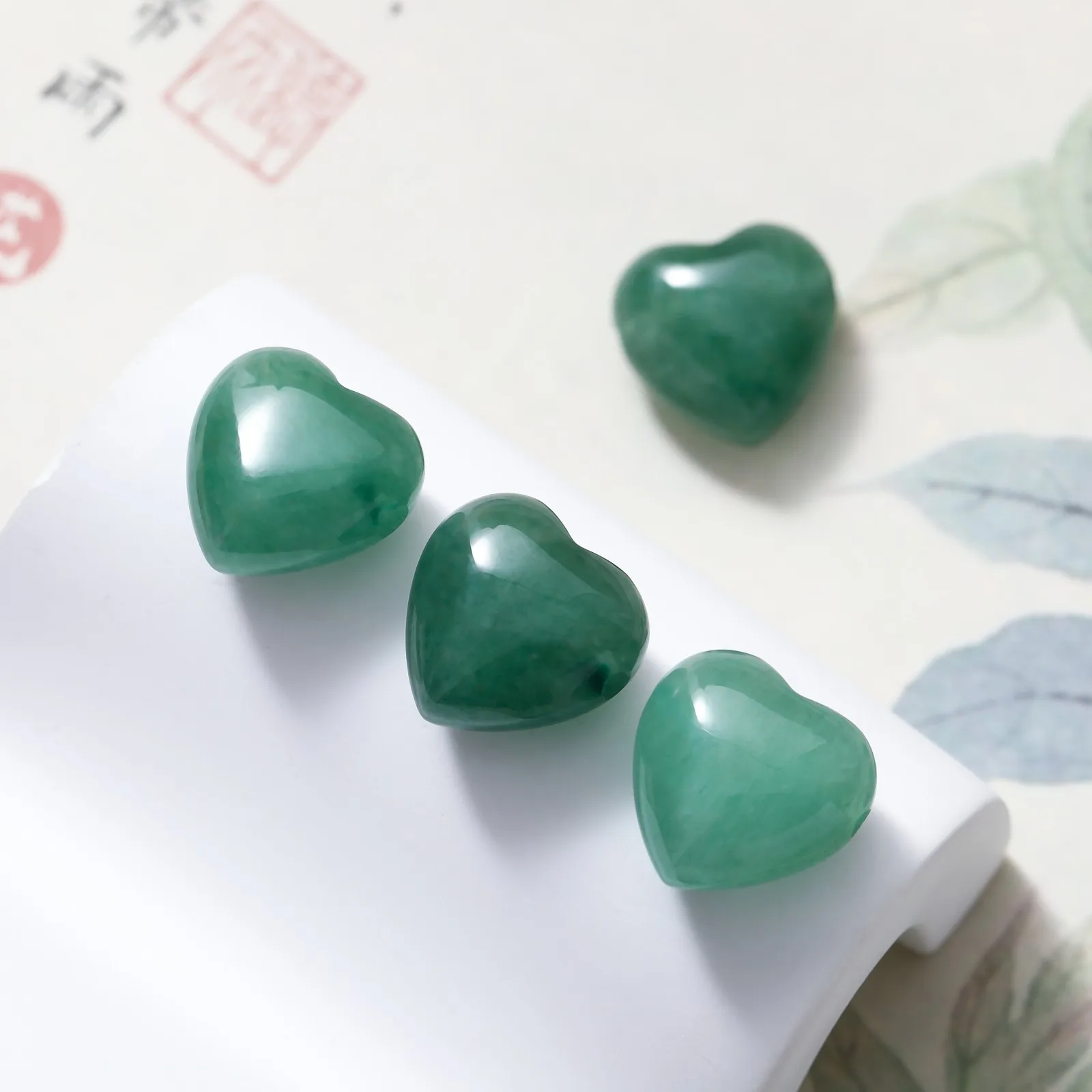 5 Stück/Set 15mm Naturstein Herzförmige Perlen aus Jaspis, Kristall, Amethyst mit Horizontalloch für DIY Schmuckherstellung Anhänger – Detail 4