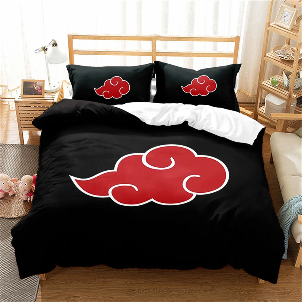 Red Cloud Anime 3D Cartoon Duvet Cover Sets Comforter Bed LinenKids Bedding Set Akatsuki Japan Twin Queen King Single Size Gift