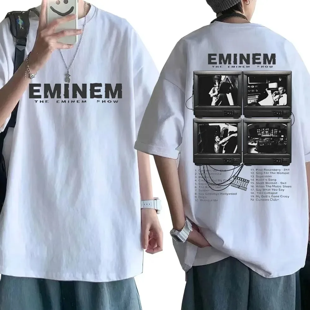 Rapper Eminem Music Album T Shirt World Tour Gift for Fan T-shirt Men Women Cotton Short Sleeve Cotton Tshirt Tee Clothes Tops