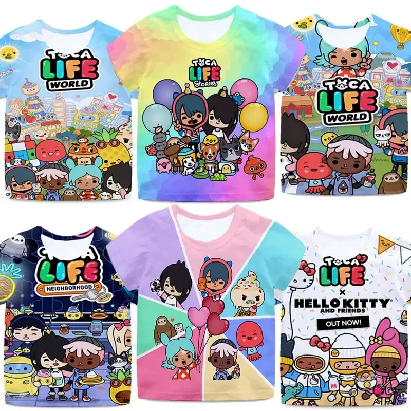 Kinder Toca Life World T-shirt 3D Cartoon Anime T Shirt Toca Boca T-shirt Sommer Kinder Kurzarm Jungen Mädchen Tops Tees