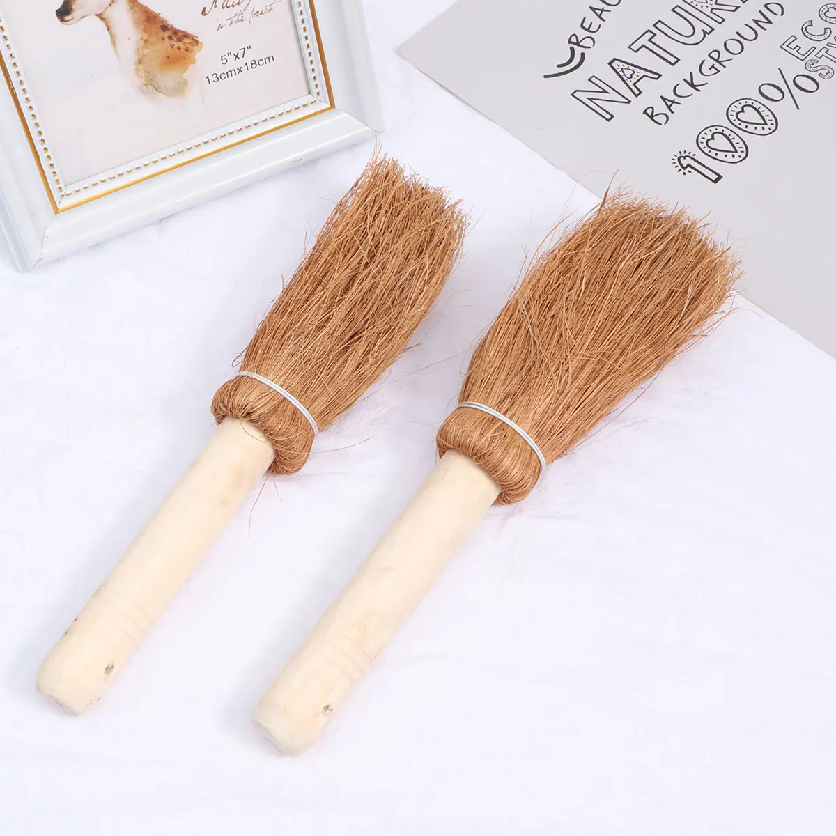 

2pcs 【】Wooden Handle Brush Kitchen Pan Scrub Brush Grease Pot Scrubber Household Home Cleaning Tool