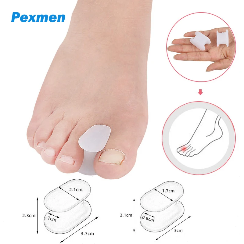 Pexmen 2/4Pcs Gel Toe Separator Hallux Valgus Bunion Corrector Toe Protector Spacer for Corns Callus Overlapping and Hammertoes