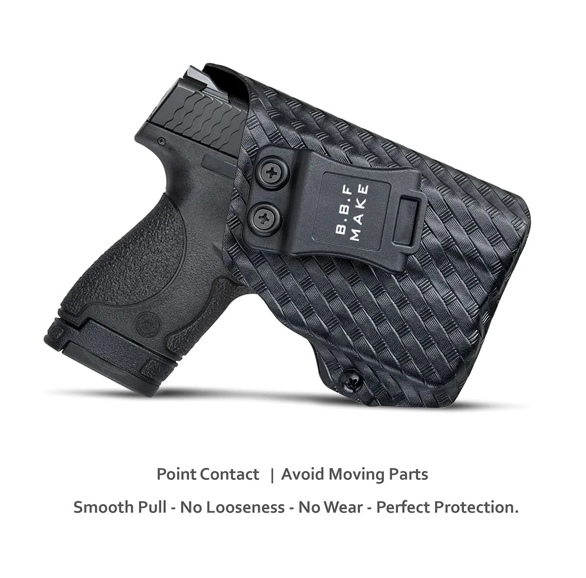 B.B.F M&P Shield 40 Holster with TLR-6 Light Laser Carbon Fiber for Smith&Wesson M&P Shield 9mm/.40 w/TLR-6 - Weave Black, Right