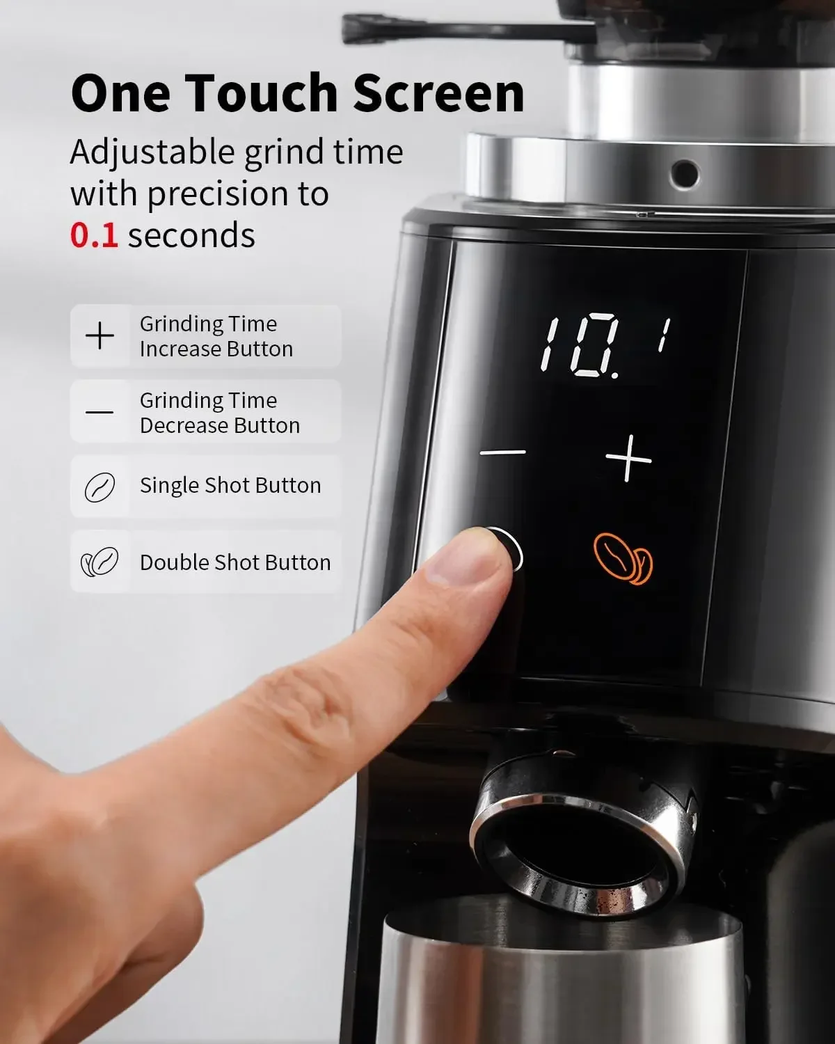 Hot Sale.Professional 64mm Burr Coffee Grinder with 100 Grind Settings and All-Metal Chamber, Coffee Bean Grinder. image 5