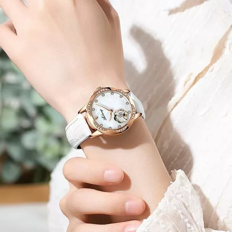 Women's Automatic Mechanical Montre Femme Waterproof Classic Elegant Ladies Diamond Luxury Watch Rose Gold AILANG High Quality