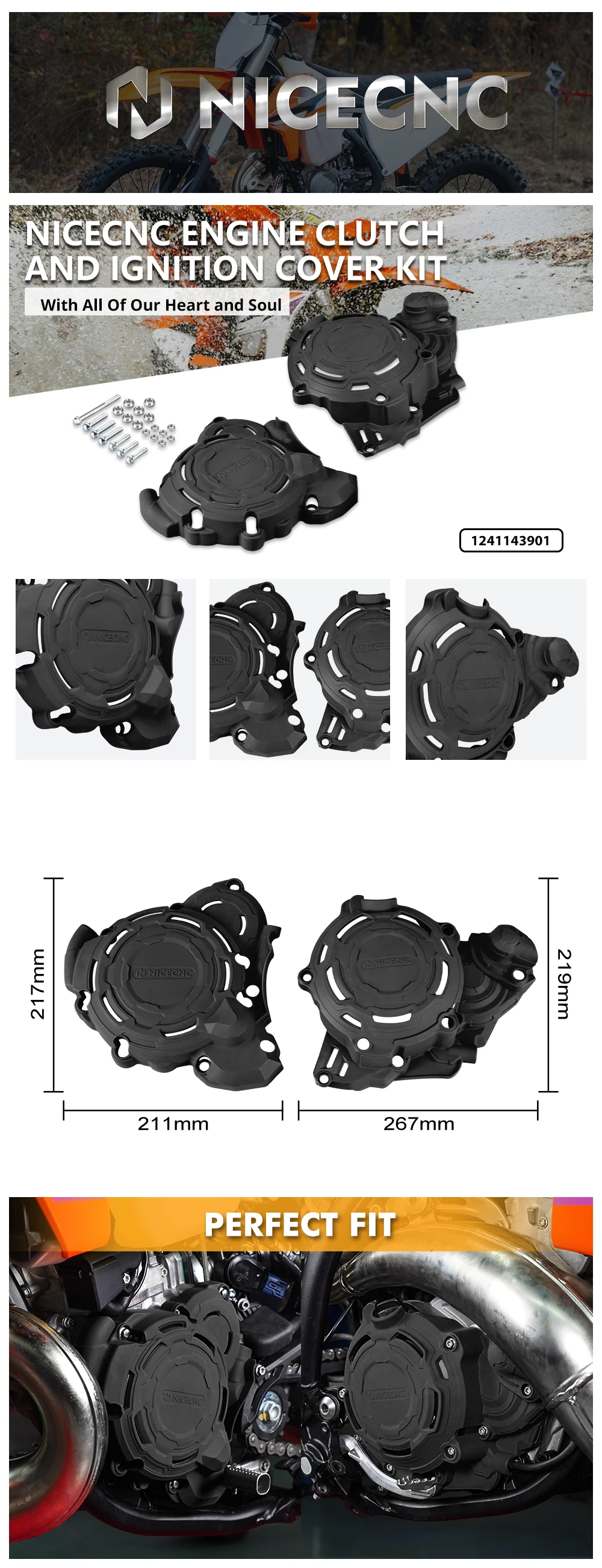 NICECNC Für Husqvarna TE 300 TE 250 2024-2026 TX 300 TC 250 TC300 2023-2026 Kurbelgehäuse Zündung Kupplung Abdeckung Schutz Schutz – Detail 1