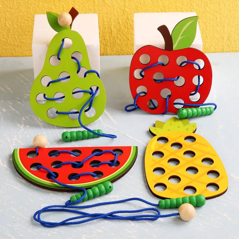 Caterpillars Eat Fruits Threading Toys Fine Motor Training