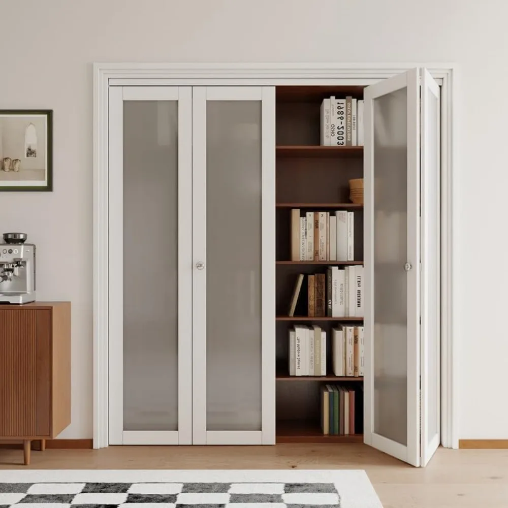 

Bifold Doors for 72"x 80" (Double 36x80 Doors) Opening, Tempered Frosted Glass Bifold Closet Door