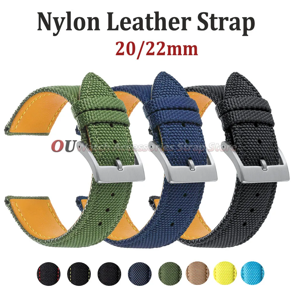 Bracelet de montre en toile de voile de qualité supérieure pour Seiko, Omega, Blancpain, 20 mm, 22 mm, noir, bleu, bracelet de montre en nylon pour hommes et femmes