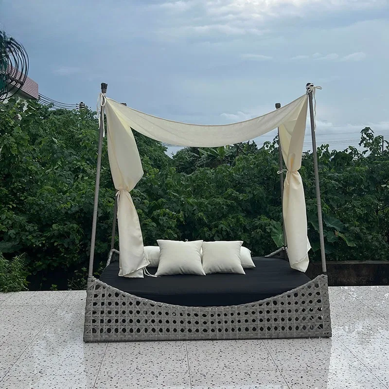 

Outdoor Rattan Bed Balcony Leisure Rattan Chair Outdoor Courtyard Bed Villa Swimming Pool Bed Rattan Beach