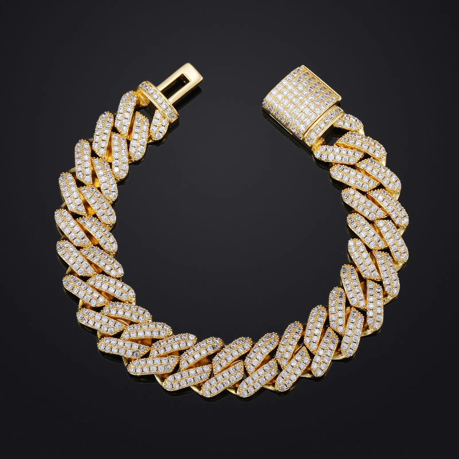 Popular pick for fashion influencers, unisex 14MM Double Row Rhombus Bracelet uses PT950 Platinum paired with glossy artificial