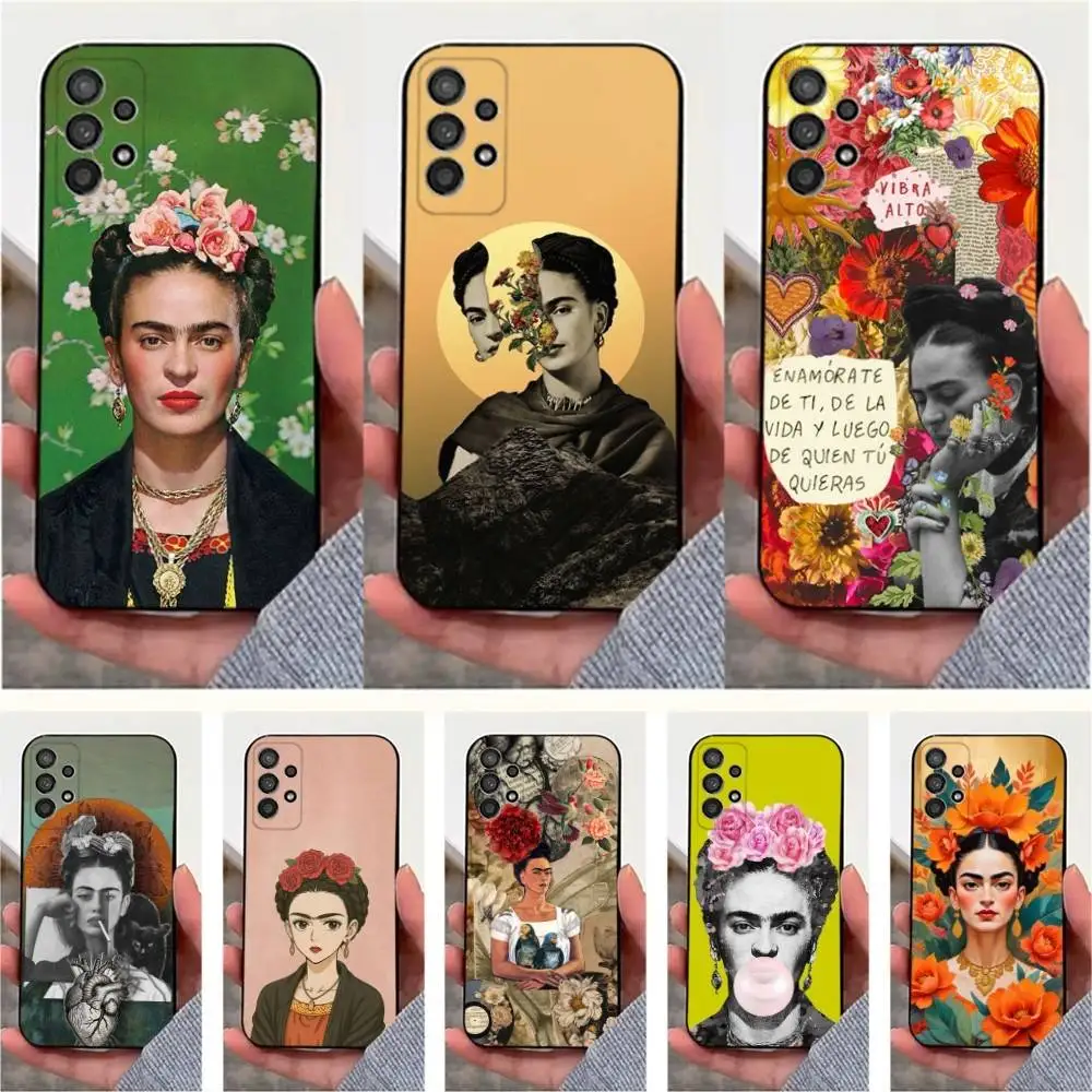 

F-FridAS K-KaHlo-ES Artist Phone For Samsung S25,S10,S20,S10,S21,S9,S24,S23,Ultra,FE,Plus,Lite,Soft Silicone Black Cover