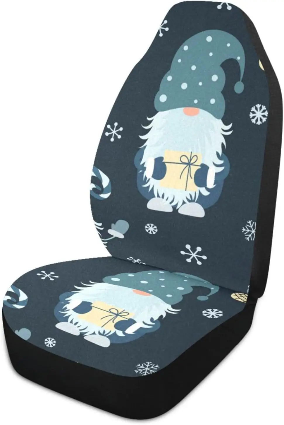 2 PC Car Seat Covers Cartoon Christmas Gnomes Non Slip Automotive Front Seats Cover Protector Decoration Fit for Universal Auto