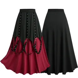 Plus Size Women Casual Skirts High Stretch Grommet Stripes Ruffles A Line Skirt All Seasons Can Wear Midi Skirts