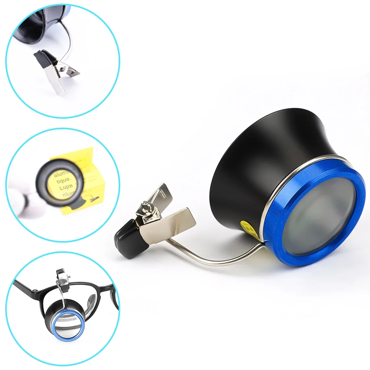 5X 10X 20X 안경 돋보기 클립 온 아이 루페 돋보기 렌즈 휴대용 접안 렌즈 프로세스 작동 시계 제조 업체 수리 도구