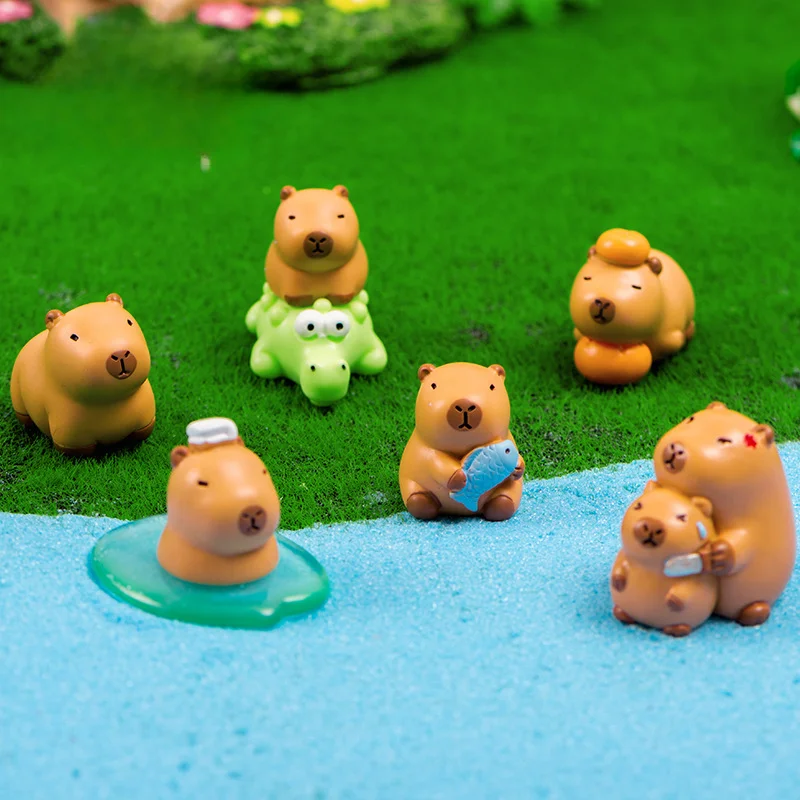 Micro paesaggio decorazione cartone animato carino Capibara Capibara figura mano resina decorazione giocattoli per bambini