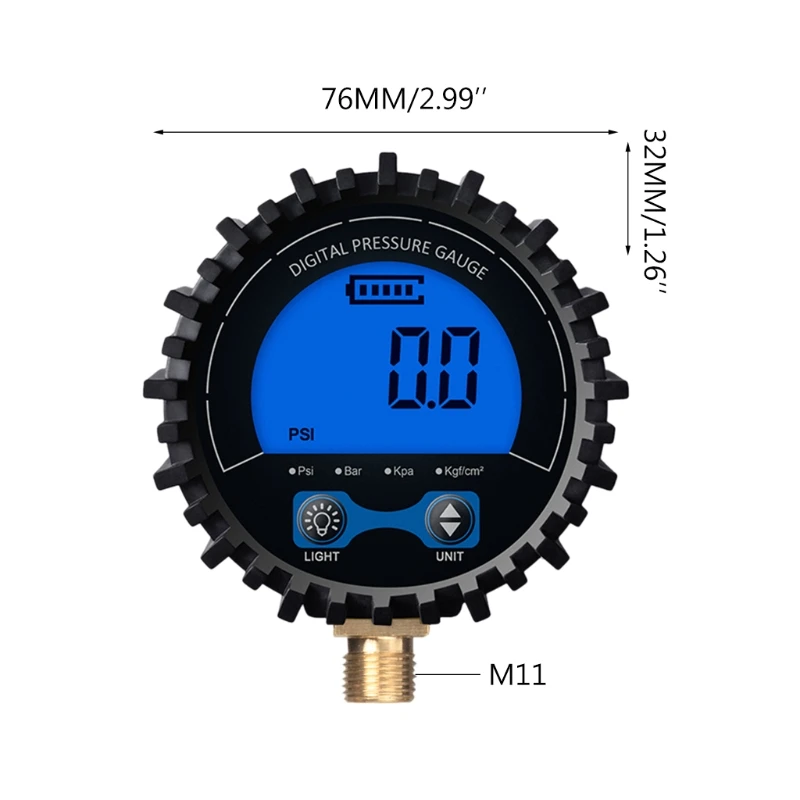 M6CF Dial Size Digital Pressure Gauge 0-200 Kpa Bar kgf cm² M11 Screw Thread Lower Mount Powered Guage