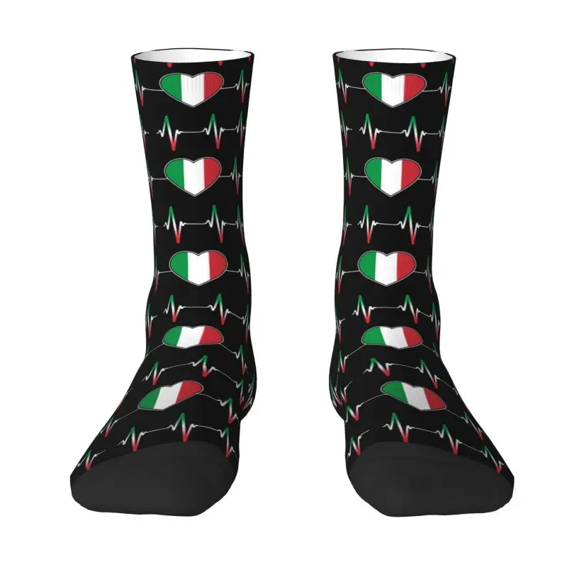 Fun Printed Italian Heartbeat Italy Flag Socks for Women Men Stretchy Summer autunno inverno Crew Socks