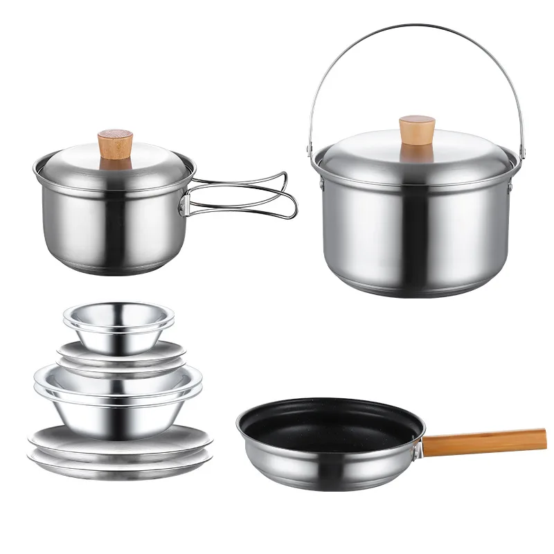 

Outdoor Camping Stainless Steel Portable Cookware Set