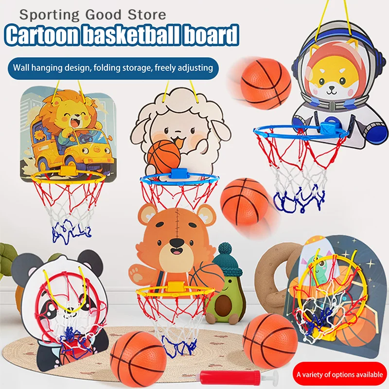 Soportes de baloncesto ajustables para niños, cesta de tiro con forma de animales de dibujos animados, juego de mesa de entrenamiento deportivo para interiores y exteriores