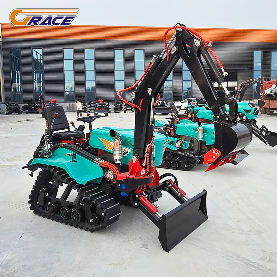 آلة 5 في 1 آلات زراعية تستخدم على نطاق واسع معدات زراعة الأرز الصغيرة جرار زاحف صغير مع حفارة #2