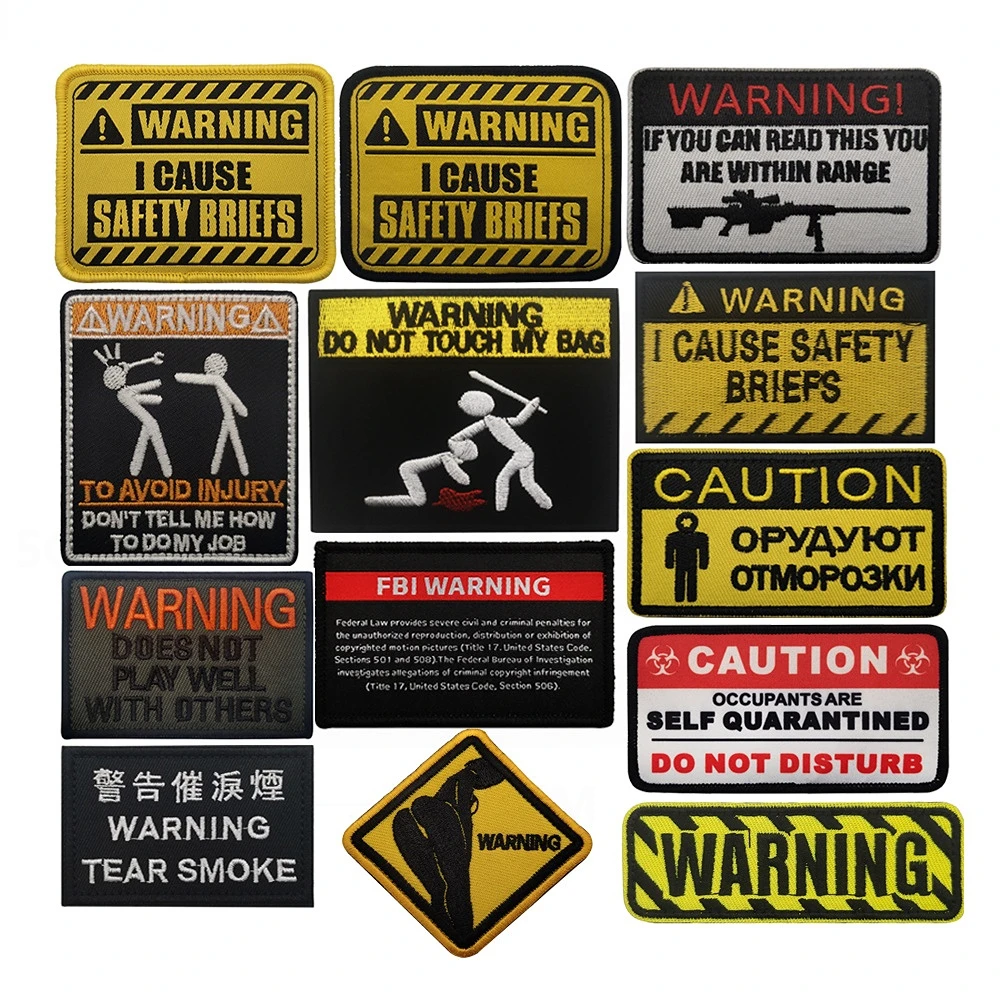 Warning Don't Touching Me Dangerous PVC Patch Tactical Military Armband Shoulder Patch Clothing Embroidery Patch Hook and Ring