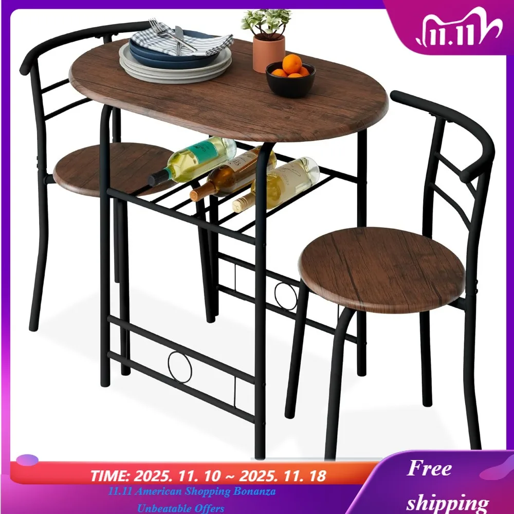 

Комплект из 3 предметов: круглый деревянный стол и стулья для кухни, столовой, небольших помещений, со стальным каркасом, со встроенным винным шкафом, на заказ