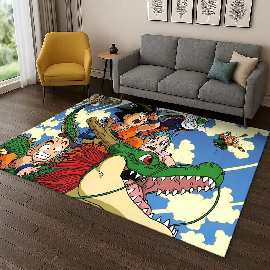 Alfombra clásica de dibujos animados de dragon b-ball de Anime para dormitorio, sala de estar, sofá, felpudo, decoración del hogar, alfombra de área de juego para niños, regalo antideslizante