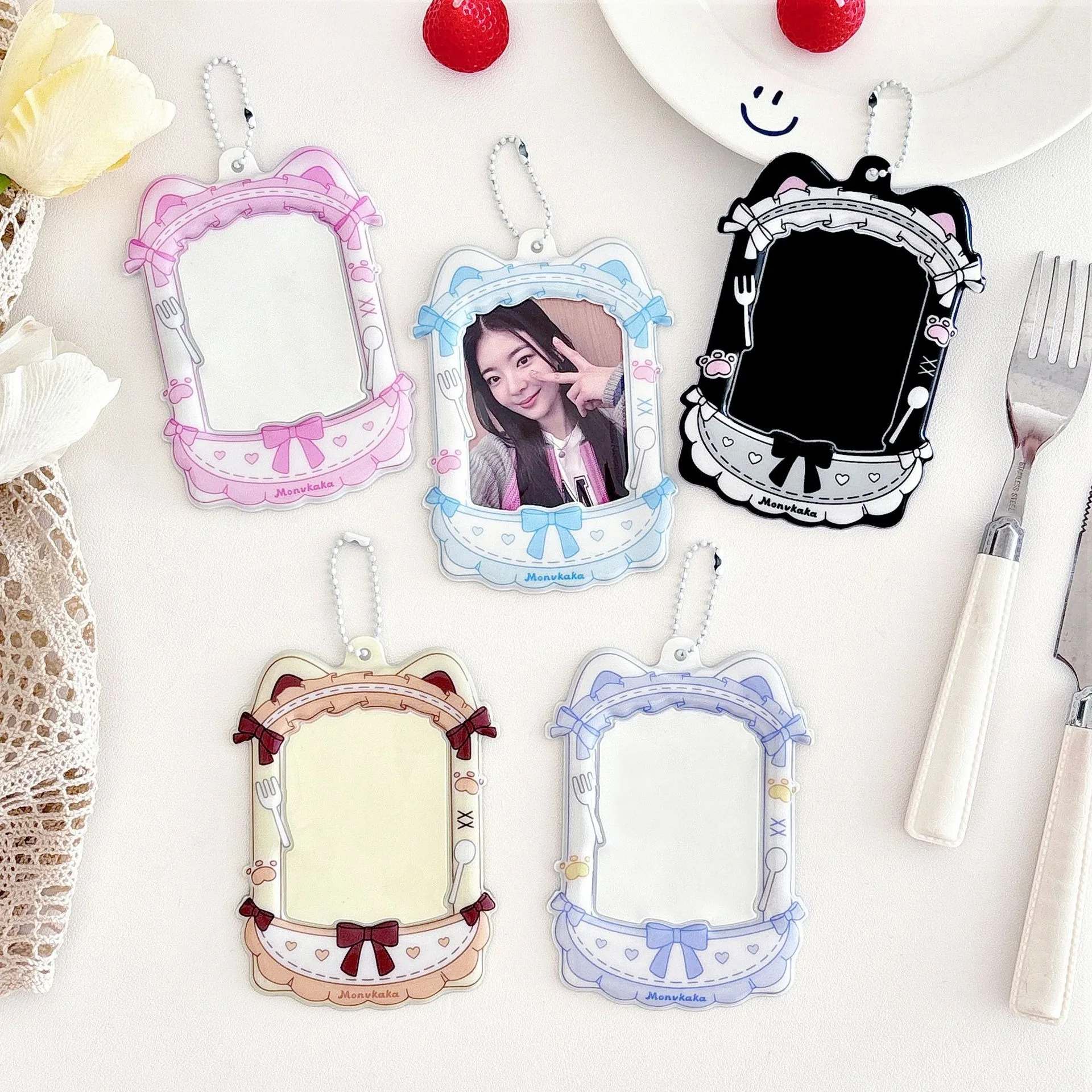 

3 Inch Kpop Idol Transparent Card Holder Credit ID Bank Card Photo Display Holder Cute Bow INS Photocard Holder Photo Protector