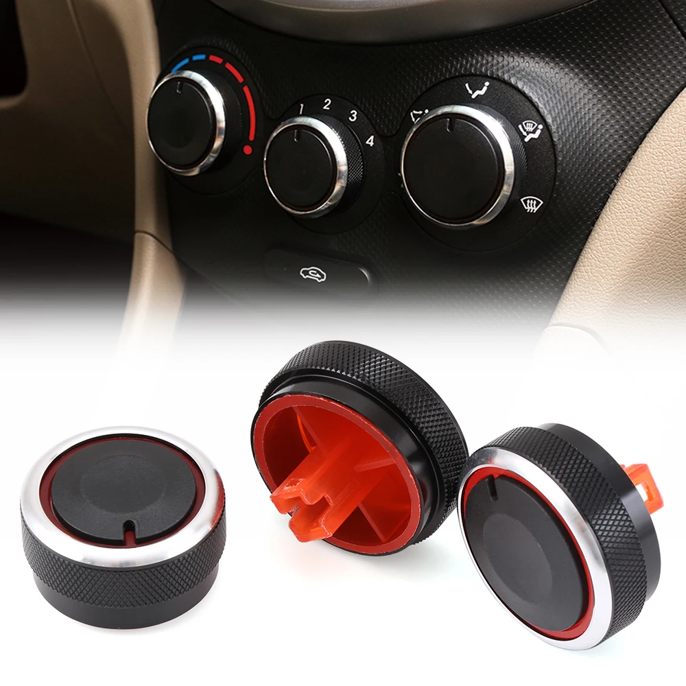 Aluminum Alloy Air Conditioning Knob AC Knob For Hyundai Verna Car Air Conditioning heat control Switch knob,3pcs/set