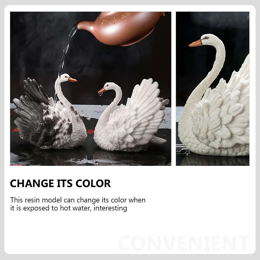 

Tea Pet Colors Changing Adornment Office Decoration Resin Swan Craft Ceremony Table