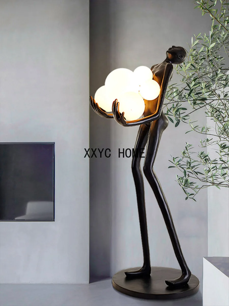 Modern humanoid art sculpture creative floor lamp home exhibition hall Hotel FRP large decorative figures ornaments